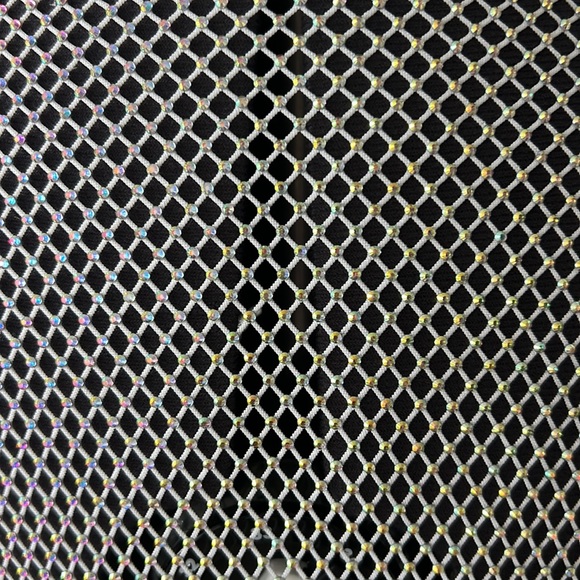 White mesh with stone glamours dress cover up - Picture 7 of 11